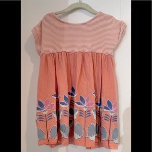 Adorable coral striped dress w/Japanese floral print bottom. Sz 4. Great cond.